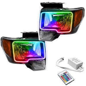 Ford F-150 Headlight Assemblies - ORACLE Lighting - ColorSHIFT w/ Simple Controller - Black - `09-`14